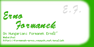 erno formanek business card